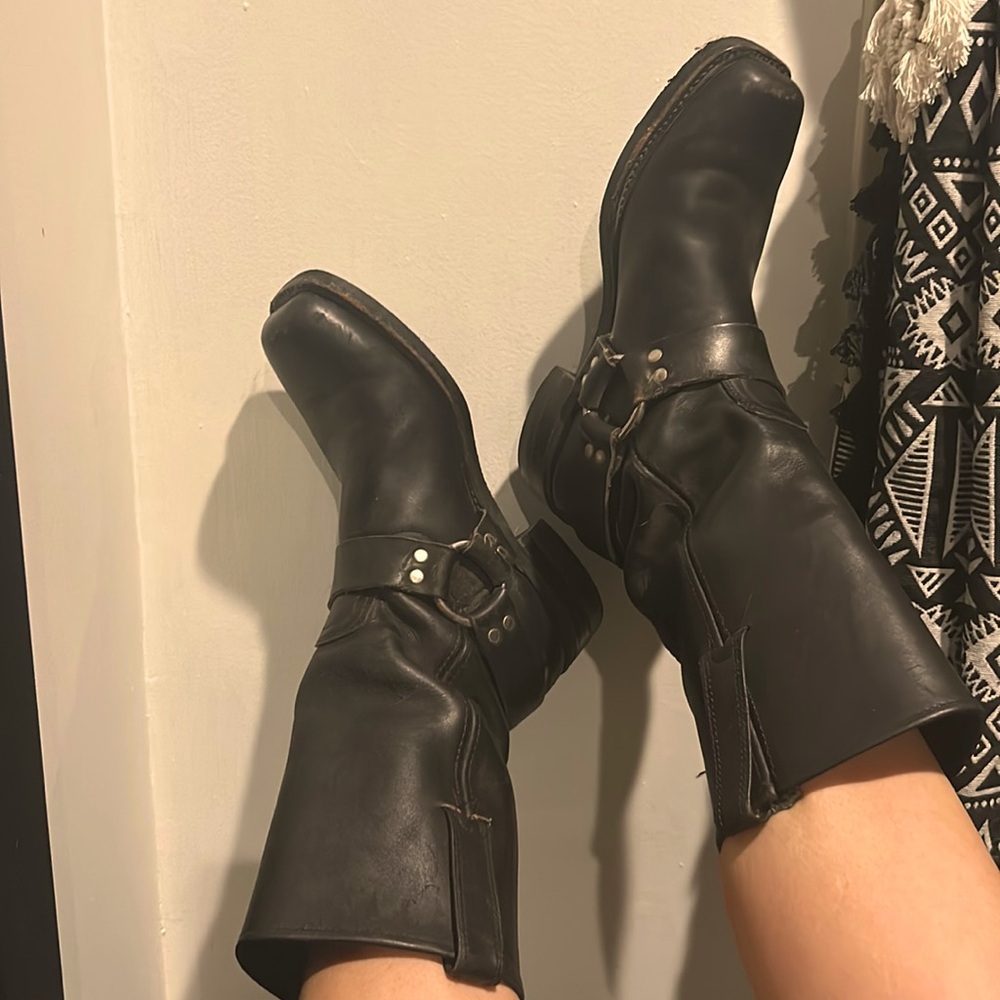 FRYE genuine leather black boots, size 10.5